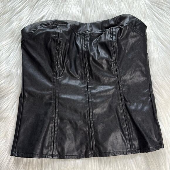 New York & Company Black Faux Leather Bustier - Picture 1 of 4